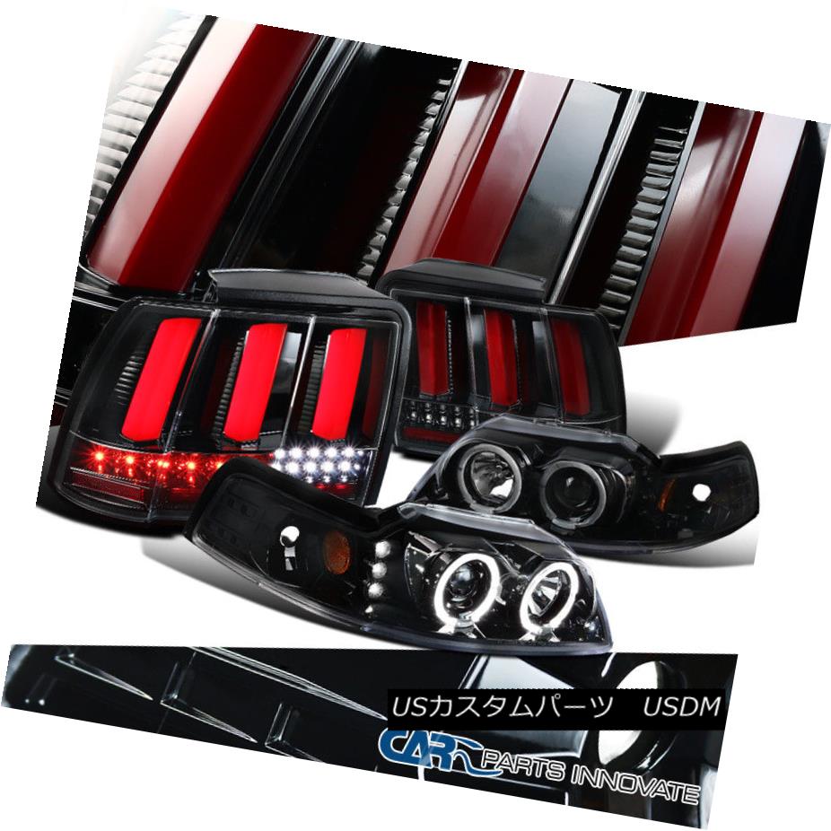 ヘッドライト 99-04 Mustang Pearl Black Halo Projector Headlights+LED Sequential Tail Lamps 99-04ムスタングパールブラックハロープロジェクターヘッドライト+ LEDシーケンシャルテールランプ 【並行輸入品】