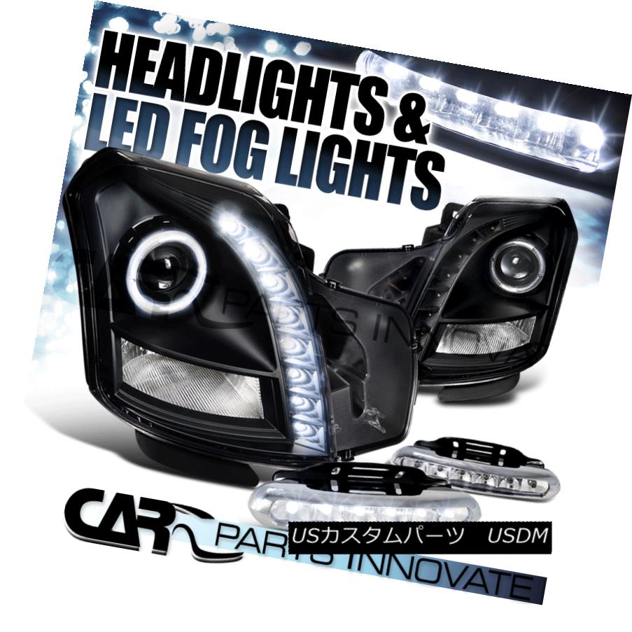 ヘッドライト Cadillac 03-07 CTS SMD DRL Black Halo Projector Headlights+6-LED Fog Lamps Cadillac 03-07 CTS SMD DRLブラックハロープロジェクターヘッドライト+ 6-L EDフォグランプ 【並行輸入品】