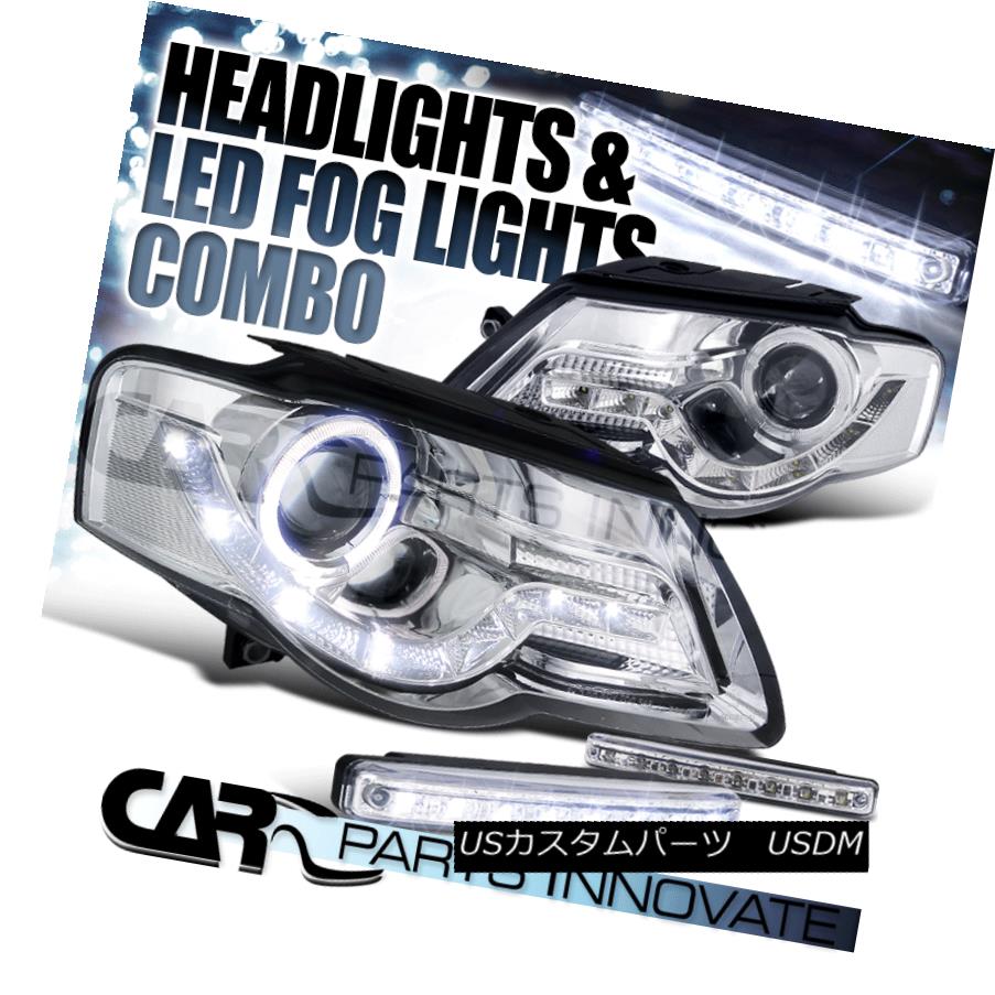 ヘッドライト For VW 06-10 Passat LED DRL Clear Halo Projector Headlights+8-LED Fog Lamps VW 06-10パサートLED DRLクリア用ハロープロジェクターヘッドライト+ 8-L EDフォグランプ用 【並行輸入品】