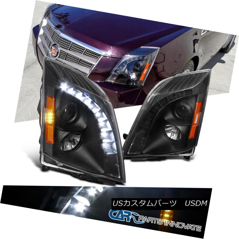 ヘッドライト 2008-2014 Cadillac CTS Replacement Black SMD LED DRL Projector Headlights Pair 2008-2014キャデラックCTS交換用黒色SMD LED DRLプロジェクターヘッドライトペア 【並行輸入品】