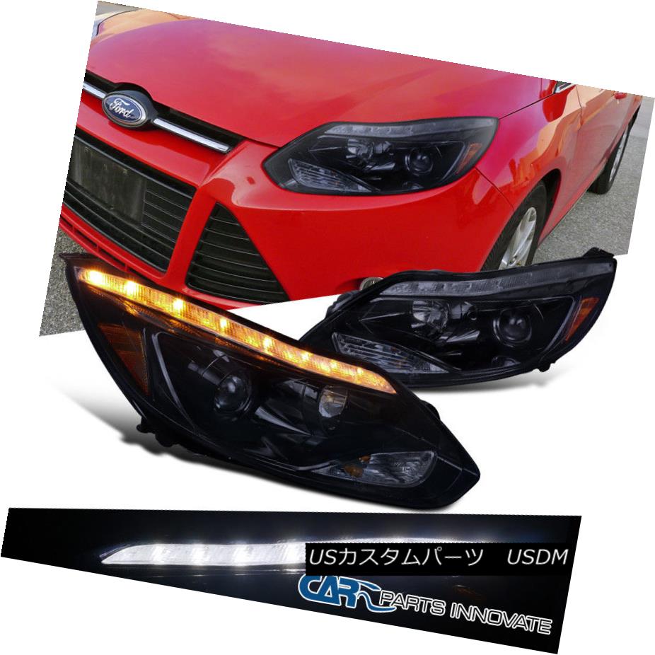 ヘッドライト Glossy Black 12-14 Focus Smoke Lens Projector Headlights Headamps+LED Signal DRL 光沢のある黒12-14フォーカススモークレンズプロジェクターヘッドライトヘッドランプ+ LED信号DRL 【並行輸入品】