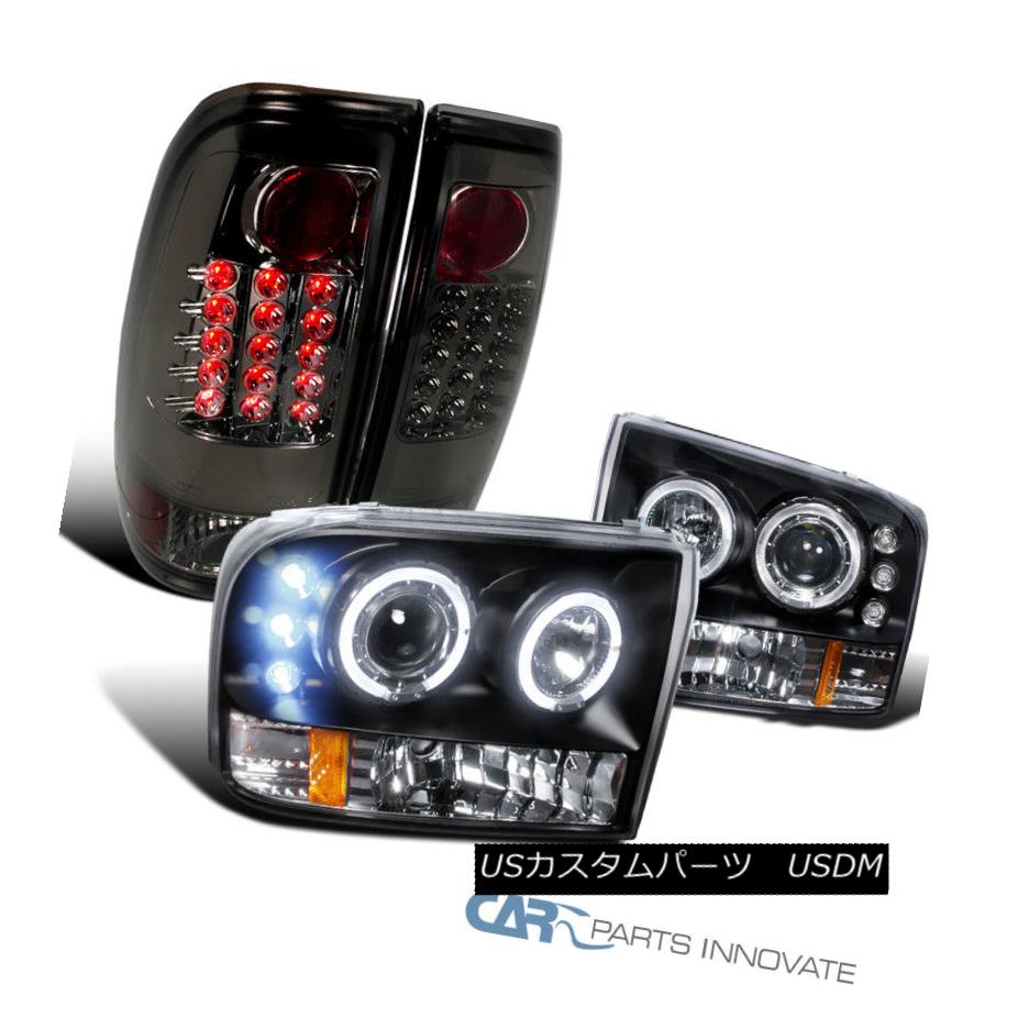 ヘッドライト 99-04 F250~F550 SuperDuty Black Halo Projector Headlights+LED Smoke Tail Lamps 99-04 F250?F550 SuperDuty Black Haloプロジェクターヘッドライト+ LED煙テールランプ 【並行輸入品】