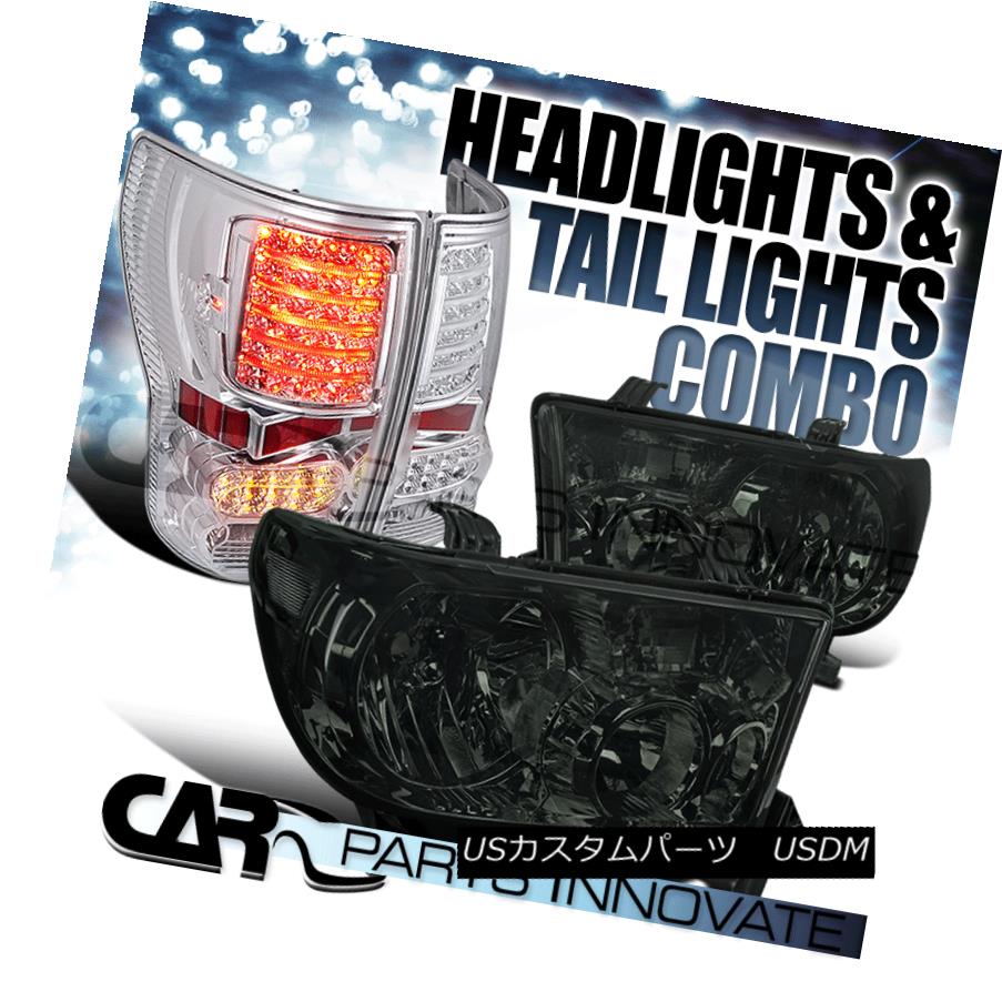 ヘッドライト For 07-13 Toyota Tundra Smoke Headlights+Clear Tail Lights Rear Parking Lamps 07-13トヨタトンドラスモークヘッドライト+ Cle arテールライトリアパーキングランプ 【並行輸入品】