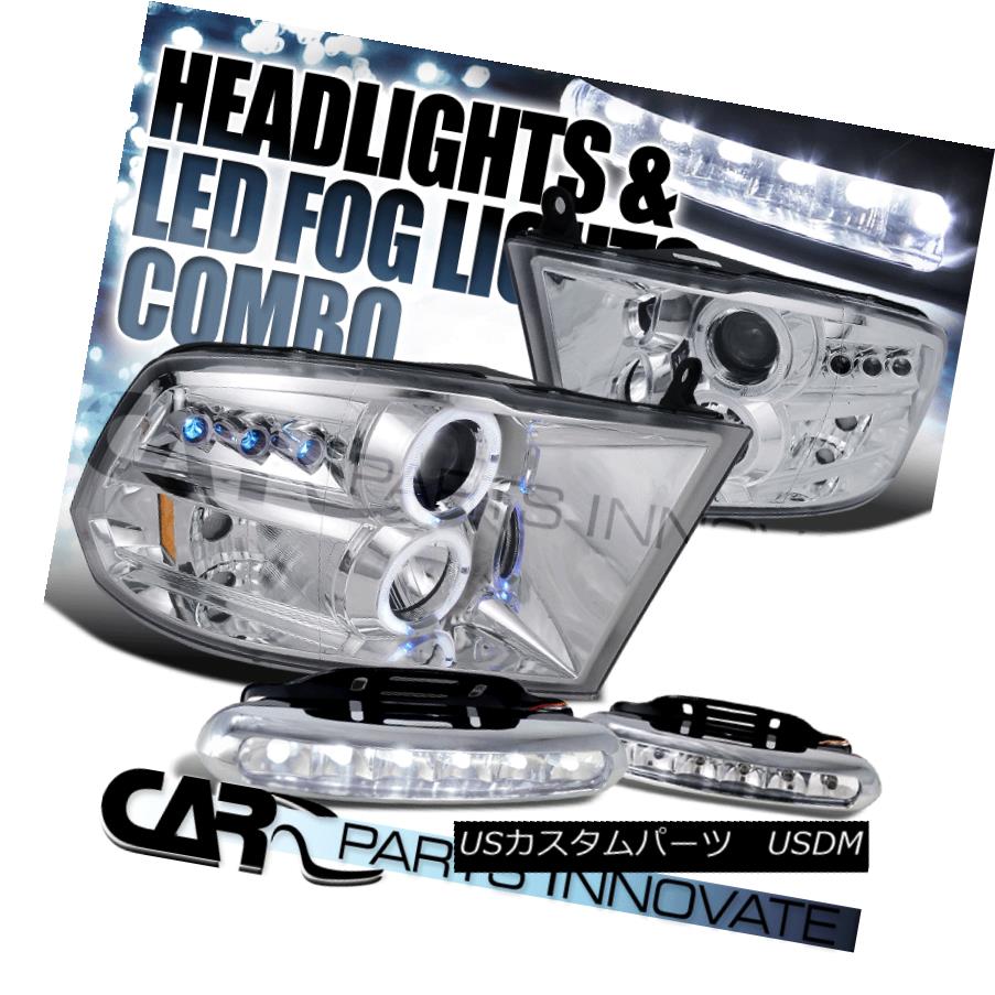 ヘッドライト Dodge 09-17 Ram 1500 2500 3500 Chrome Halo Projector Headlights+6-LED Fog Lamps ドッジ09-17ラム1500 2500 3500クロームハロープロジェクターヘッドライト+ 6-L EDフォグランプ 【並行輸入品】