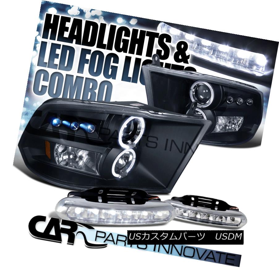 ヘッドライト 09-17 Dodge Ram Black Dual Halo Projector Headlights+6-LED Bumper Fog Lamps 09-17ダッジラムブラックデュアルハロープロジェクターヘッドライト+ 6-L EDバンパーフォグランプ 【並行輸入品】