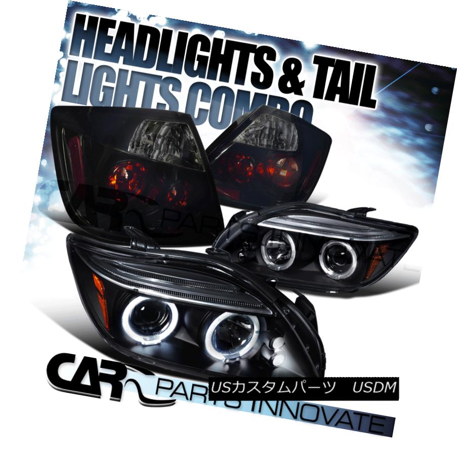 ヘッドライト 05-10 Scion tC Black Halo LED Projector Headlights+Glossy Black Smoke Tail Lamps 05-10サイオンtCブラックハローLEDプロジェクターヘッドライト+グロー ssyブラックスモークテールランプ 【並行輸入品】