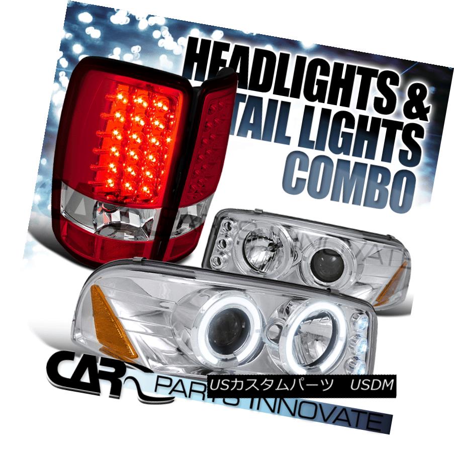 ヘッドライト 2000-2006 GMC Yukon Chrome Halo LED Projector Headlights+Red LED Tail Lamps 2000-2006 GMC Yukon Chrome Halo LEDプロジェクターヘッドライト+レッドLEDテールランプ 【並行輸入品】
