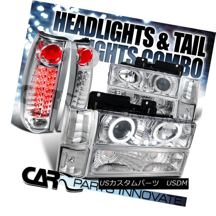 ヘッドライト 94-98 GMC C/K Sierra Yukon Chrome Halo Projector Headlights+LED Tail Lamps 94-98 GMC C / K Sierra Yukonクロームハロープロジェクターヘッドライト+ LEDテールランプ 【並行輸入品】
