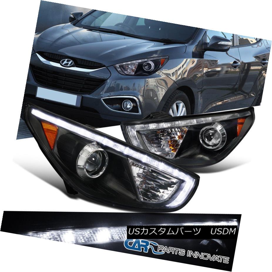 ヘッドライト For 10-13 Tucson Black LED DRL Daytime Driving Head Lamps Projector Headlights 10-13ツーソンブラックLED DRLデイタイムドライビングヘッドランププロジェクターヘッドライト 【並行輸入品】