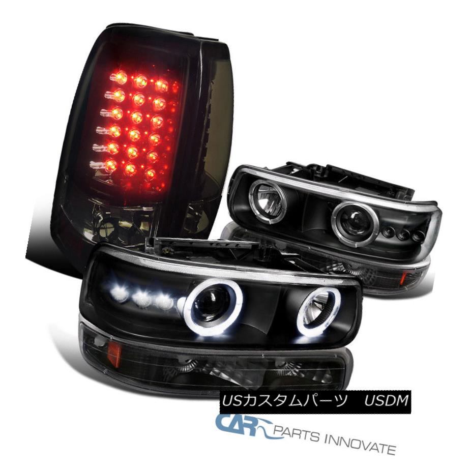 ヘッドライト 99-02 Silverado Black Halo Projector Head Bumper Lights+Smoke LED Tail Lamps 99-02 Silverado Black Haloプロジェクターヘッドバンパーライト+スモークLEDテールランプ 【並行輸入品】