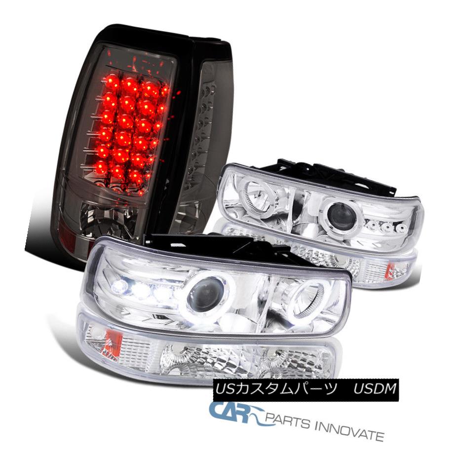 ヘッドライト 99-02 Silverado Clear Projector Headlights+Bumper w/ Signal+Smoke LED Tail Lamps 99-02シルエラドクリアプロジェクターヘッドライト+ブーム 信号/スモークLEDテールランプ 【並行輸入品】
