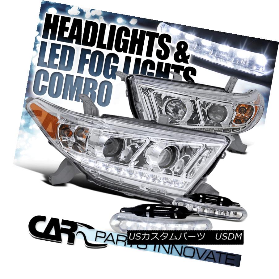 ヘッドライト Fit 11-13 Toyota Highlander Clear SMD LED Projector Headlights+LED Fog Bumper フィット11-13トヨタハイランダークリアSMD LEDプロジェクターヘッドライト+ LEDフォグバンパー 【並行輸入品】
