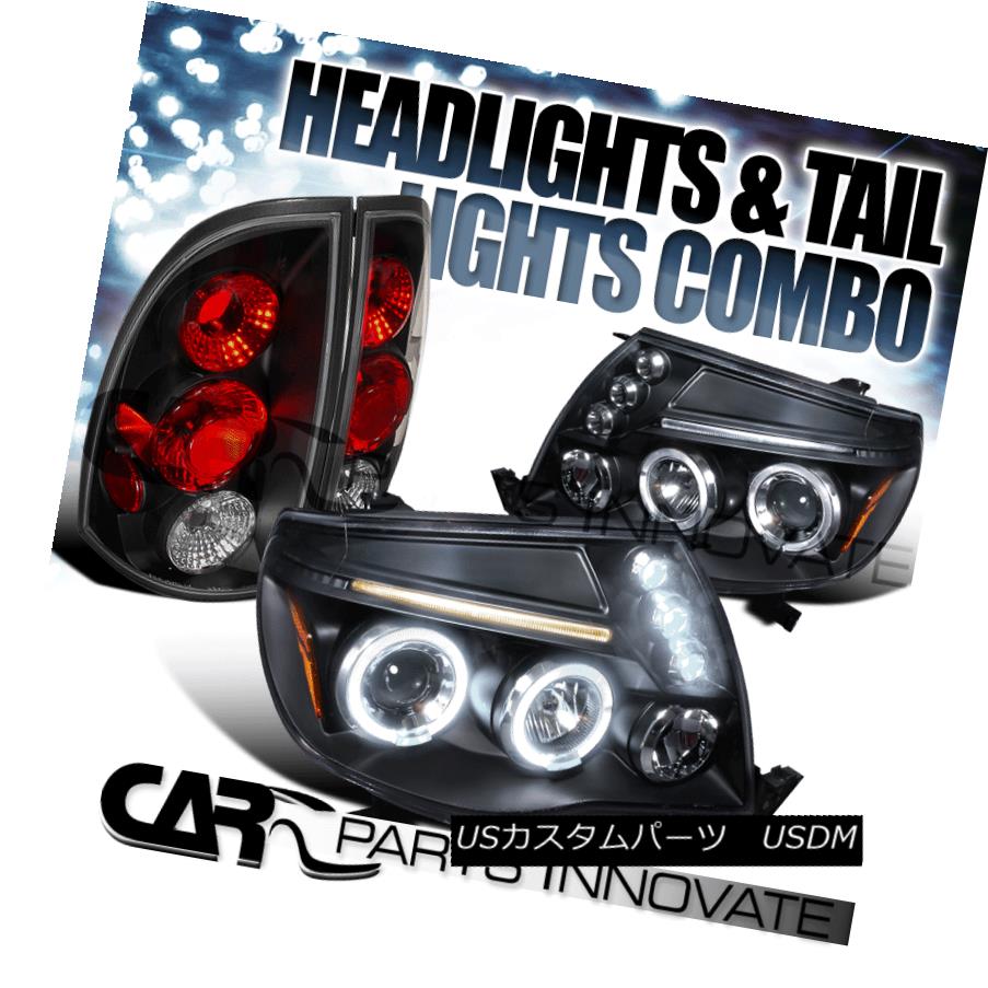 ヘッドライト For 05-08 Toyota Tacoma Pickup Black Halo LED Projector Headlights+Tail Lamps 05-08用トヨタタコマピックアップブラックハローLEDプロジェクターヘッドライト+タイ lランプ 【並行輸入品】