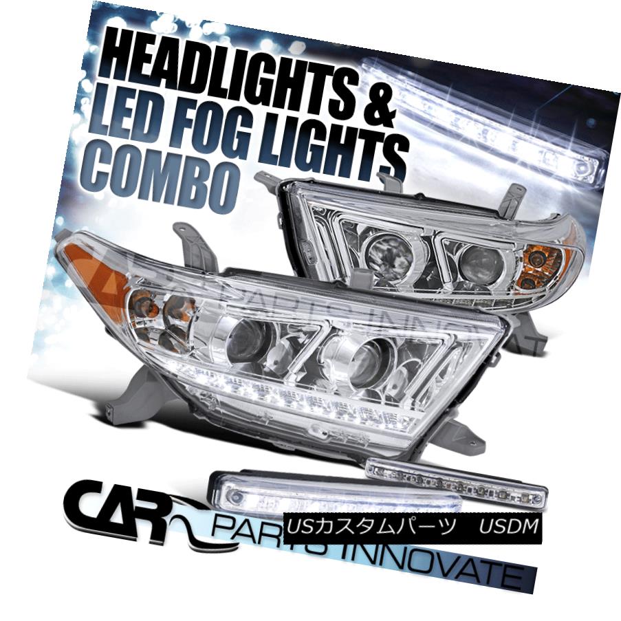 ヘッドライト For 11-13 Toyota Highlander Clear SMD LED Projector Headlight+8-LED Fog Lamps 11-13トヨタハイランダークリアSMD LEDプロジェクターヘッドライト+ 8-LE Dフォグランプ 【並行輸入品】