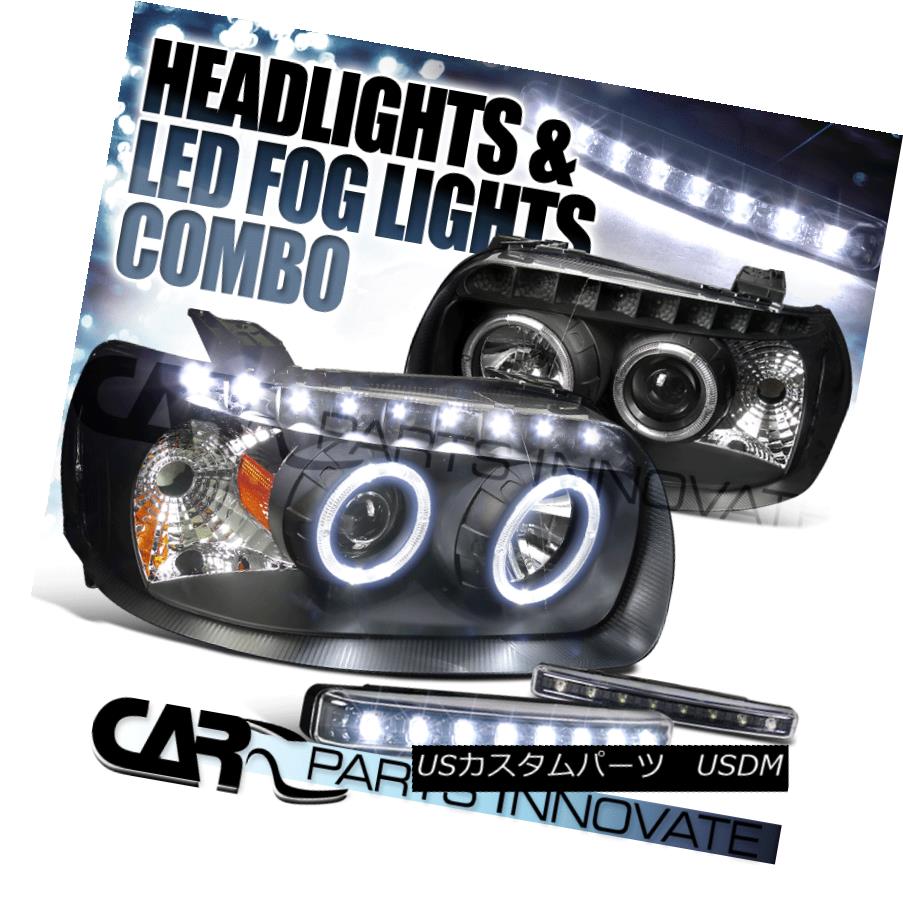 ヘッドライト 05-07 Ford Escape Dual Halo SMD Projector Headlight Black+8-LED Bumper Fog Lamps 05-07 Ford EscapeデュアルHalo SMDプロジェクターヘッドライトブラック+ 8-LEDバンパーフォグランプ 【並行輸入品】