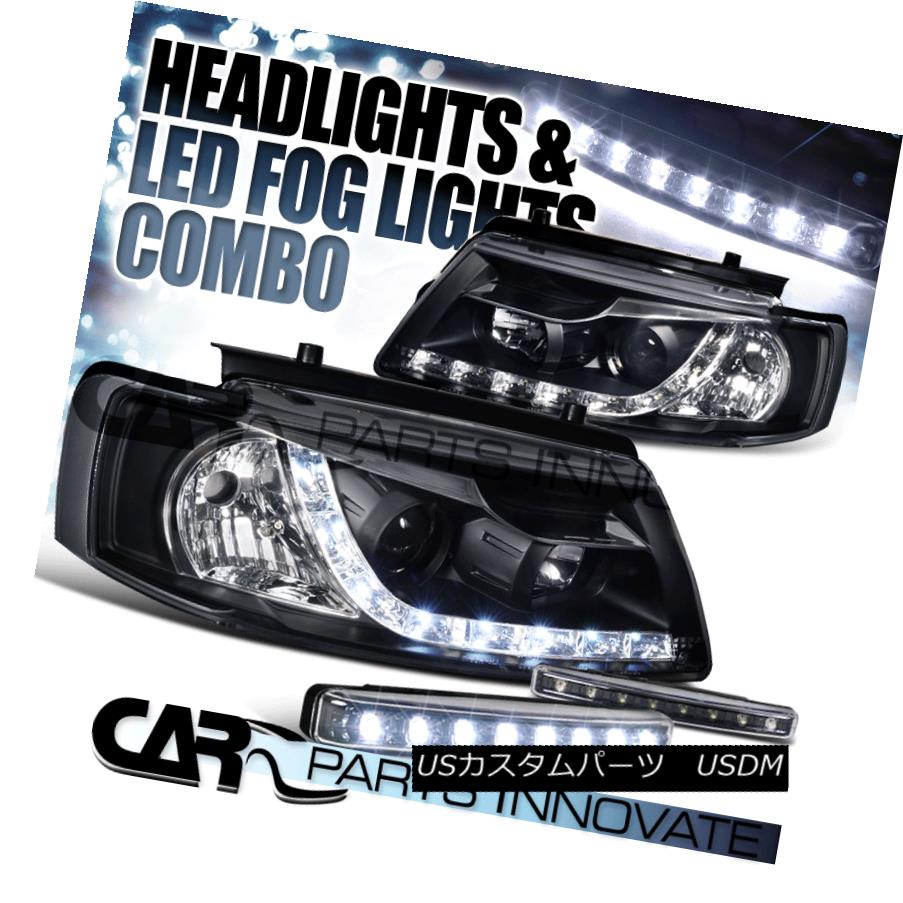ヘッドライト 97-00 For VW Passat B5 LED Black Projector Headlights+8-LED Fog Bumper Lamps 97-00 VW用パサートB5 LEDブラックプロジェクターヘッドライト+ 8-L EDフォグバンパーランプ 【並行輸入品】
