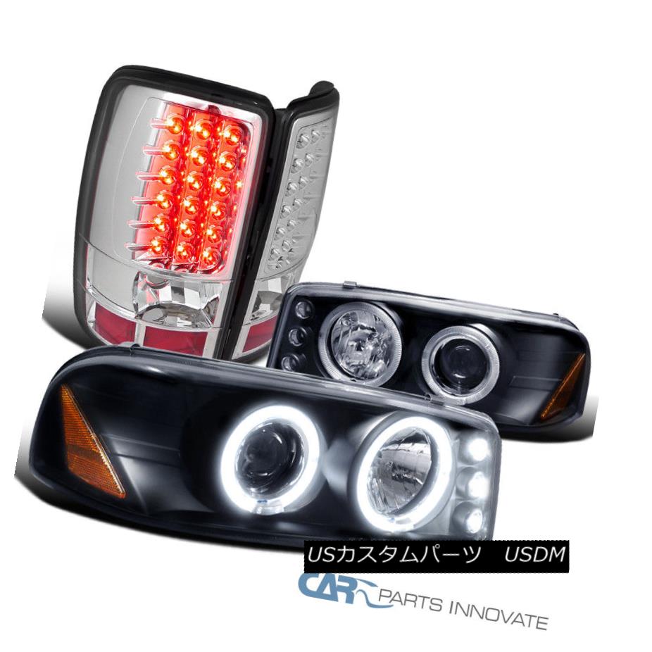 ヘッドライト 00-06 GMC Yukon Black Halo LED Projector Headlights+LED Clear Tail Brake Lamps 00-06 GMCユーコンブラックハローLEDプロジェクターヘッドライト+ LEDクリアテールブレーキランプ 【並行輸入品】