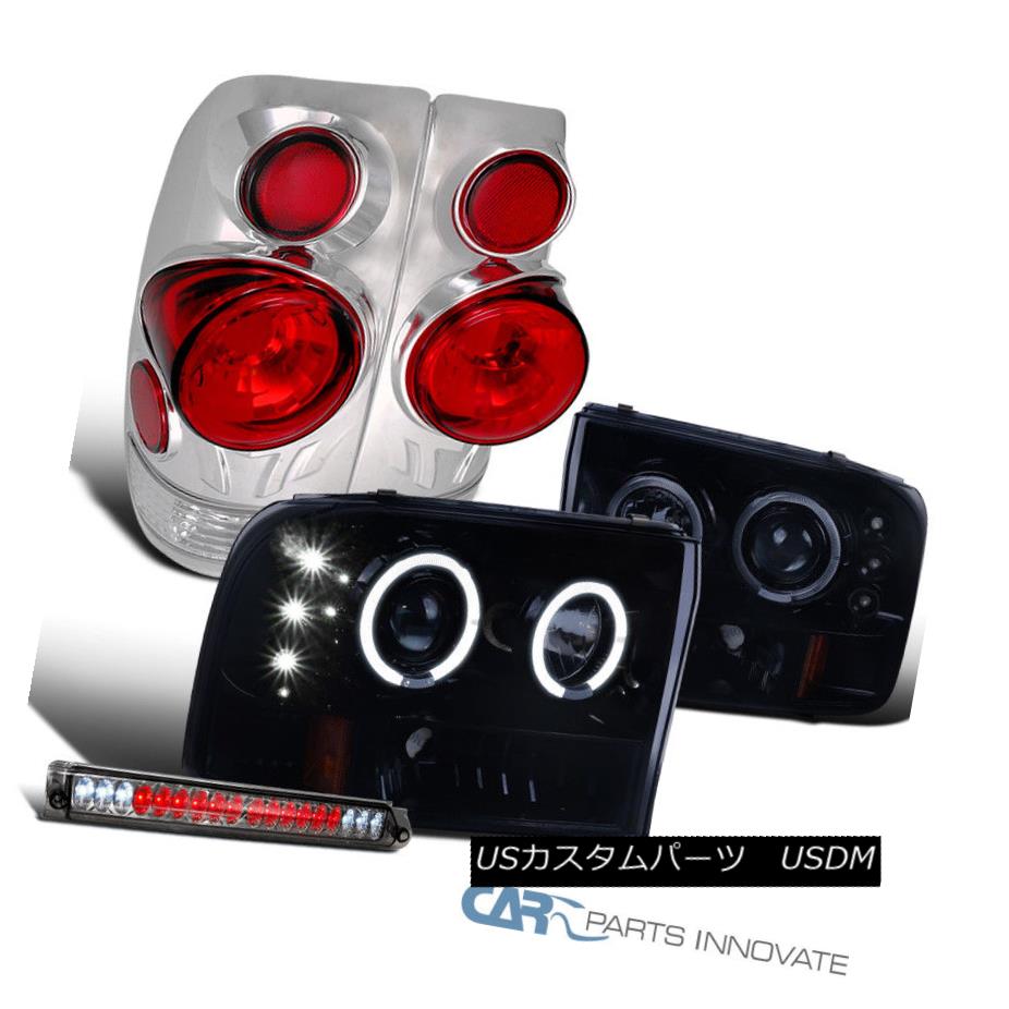ヘッドライト SuperDuty 99 F250 Smoke LED Halo Projector Headlights+Tail Lights+LED 3rd Brake SuperDuty 99 F250スモークLEDハロープロジェクターヘッドライト+タイ lライト+ LED第3ブレーキ 【並行輸入品】