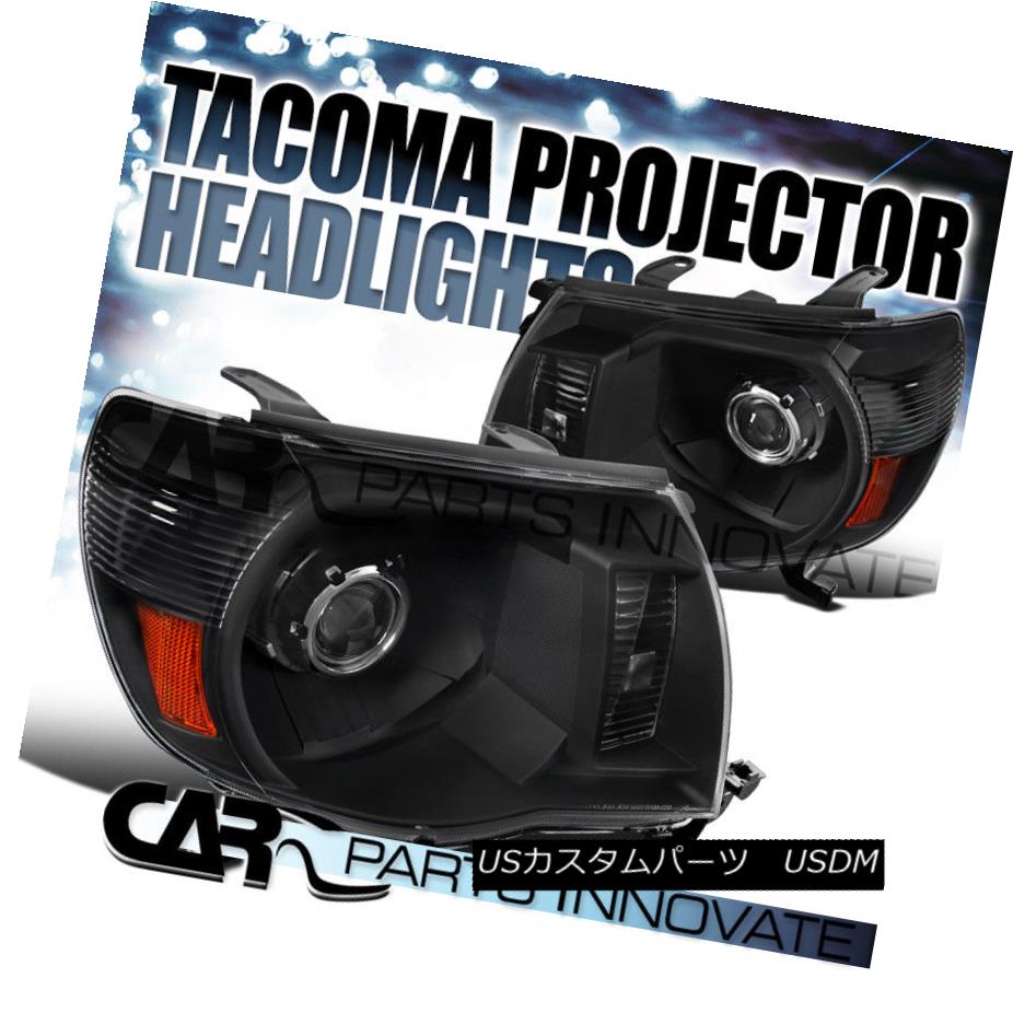 ヘッドライト For 05-11 Toyota Tacoma Replacement Black Projector Headlights Head Lamps Pair 05-11トヨタタコマ交換用ブラックプロジェクターヘッドライトヘッドランプペア 【並行輸入品】