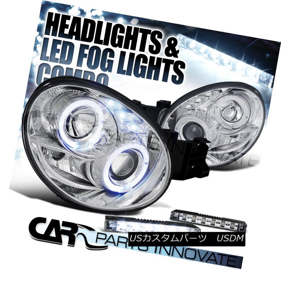 ヘッドライト For 02-03 Impreza WRX Chrome Twin Halo Projector Headlights+6-LED Fog Lamps 02-03インプレッサWRXクロムツインハロープロジェクターヘッドライト+ 6-L EDフォグランプ用 【並行輸入品】