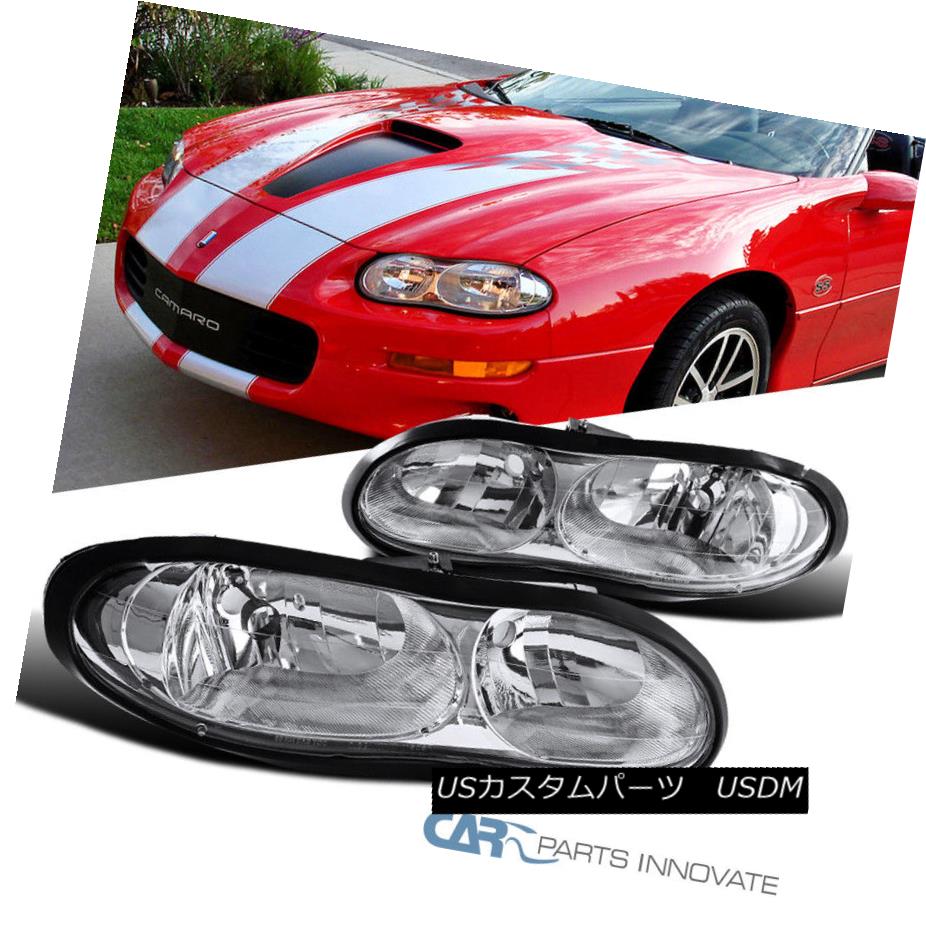 ヘッドライト 98-02 Chevy Camaro Z28 Replacement Clear Headlights Driving Headlamps Left+Right 98-02シボレーカマロZ28交換用クリアヘッドライト左フロントライト+右ライト 【並行輸入品】