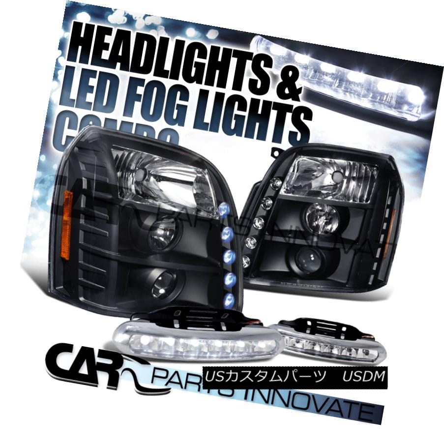 ヘッドライト 07-14 GMC Yukon Denali XL Black LED Projector Headlights+Clear 6-LED Fog Lamps 07-14 GMC Yukon Denali XL黒色LEDプロジェクターヘッドライト+ Cle ar 6-LEDフォグランプ 【並行輸入品】