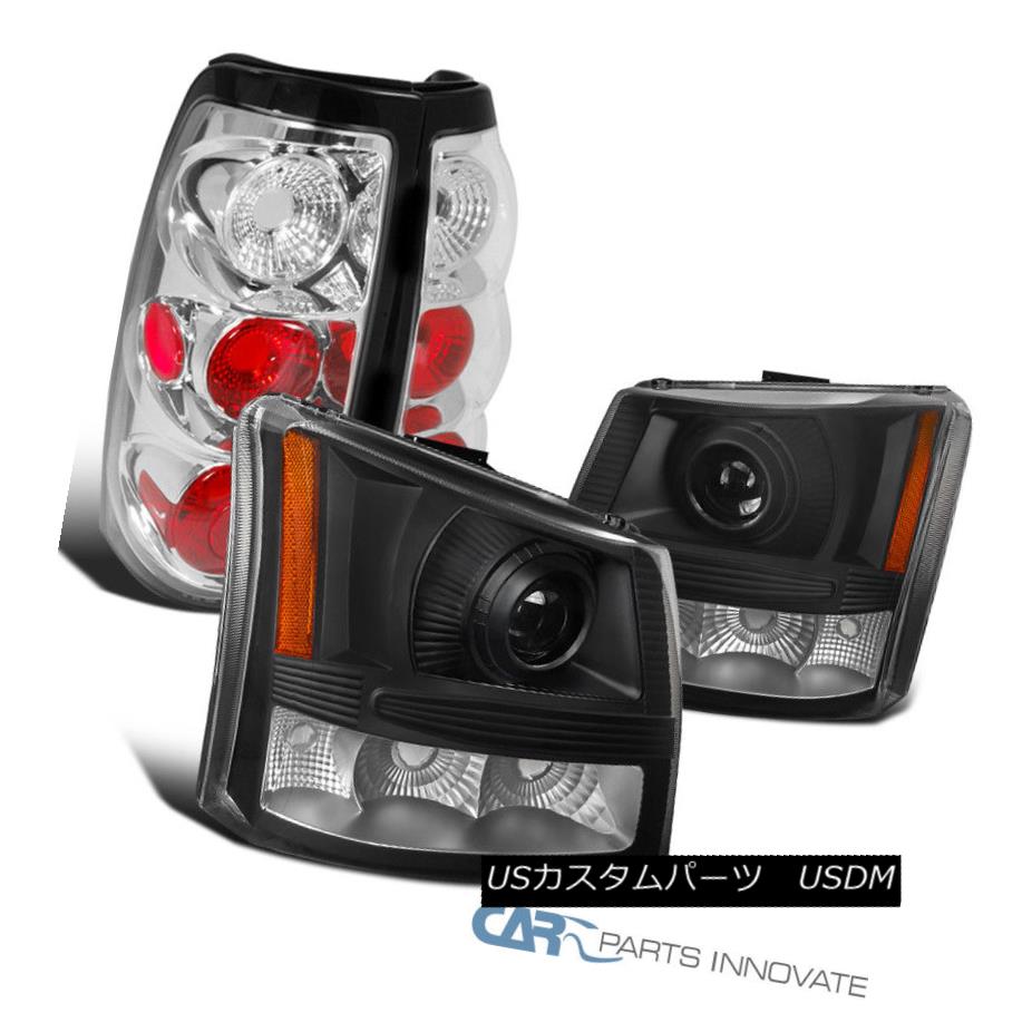 ヘッドライト 03-07 Silverado 2in1 Black Projector Head Lights Bumper Lamps+Clear Tail Lights 03-07 Silverado 2in1ブラックプロジェクターヘッドライトバンパーランプ+クリアテールライト 【並行輸入品】
