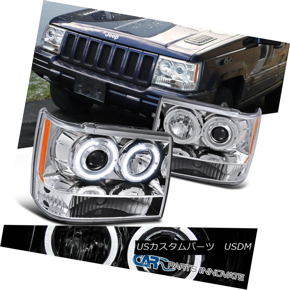 ヘッドライト 93-96 Jeep Grand Cherokee Replacement Clear Dual Halo Projector Headlights Lamps 93-96ジープグランドチェロキー交換用デュアルハロープロジェクターヘッドライトランプ 【並行輸入品】
