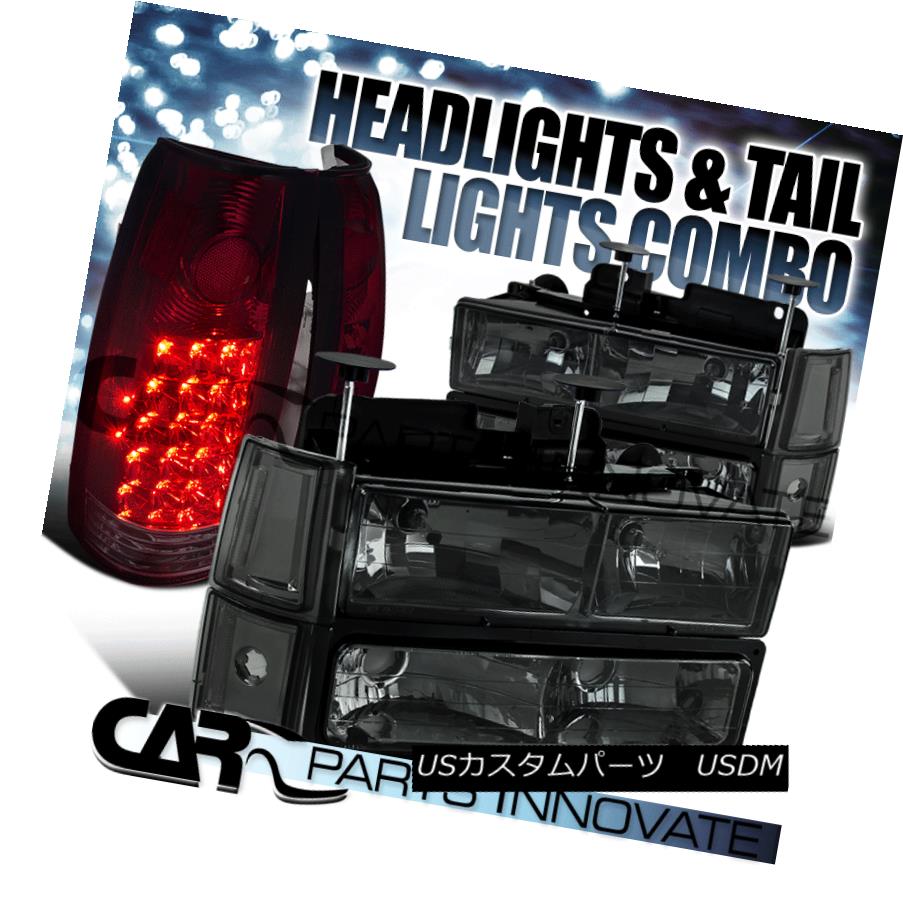 ヘッドライト 94-98 GMC Sierra Smoke Headlights+Bumper Corner Lamps+Dark Red LED Tail Lamps 94-98 GMC Sierraスモークヘッドライト+コーナーランプ+ダークレッドLEDテールランプ用バーン 【並行輸入品】