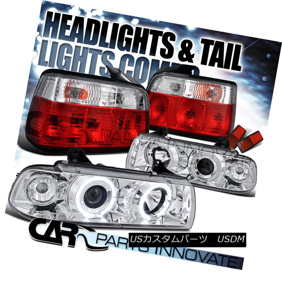 ヘッドライト 92-98 BMW E36 318i 328i Sedan Halo Projector Headlights+Red Tail Lamp 92-98 BMW E36 318i 328iセダンハロープロジェクターヘッドライト+レッドテールランプ 【並行輸入品】