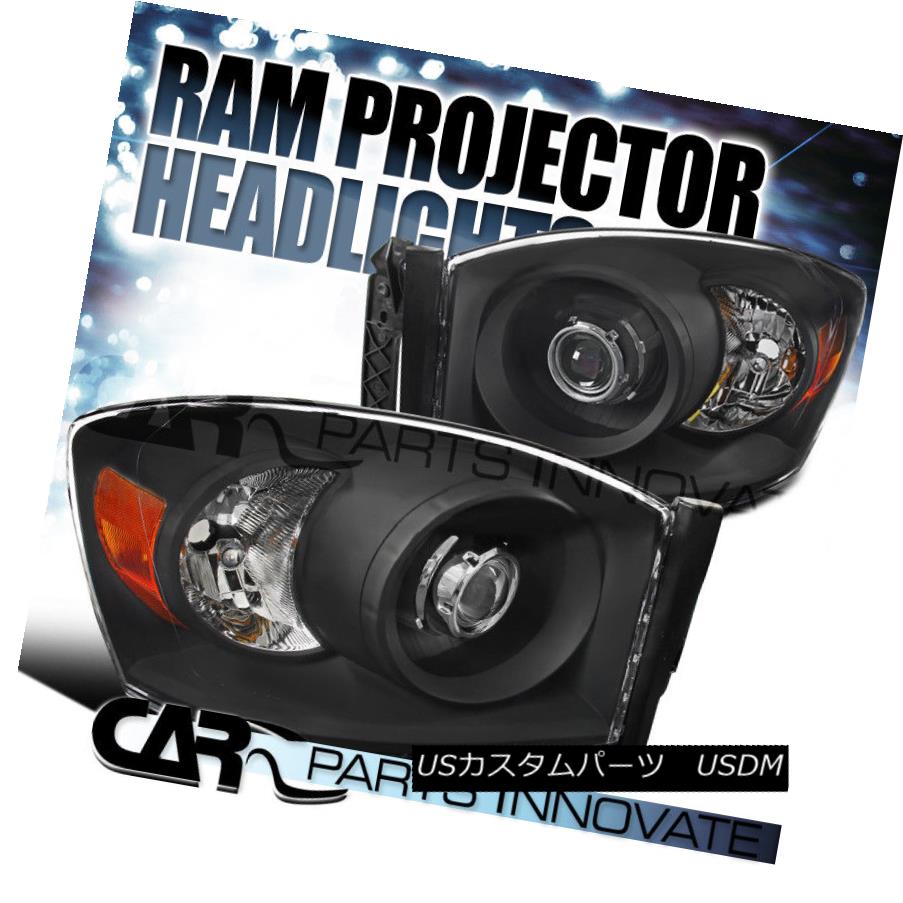 ヘッドライト 06-08 Ram 1500 / 06-09 Ram 2500 3500 Euro Black Projector Headlights Lamps LH+RH 06-08ラム1500 / 06-09ラム2500 3500ユーロブラックプロジェクターヘッドライトランプLH + RH 【並行輸入品】
