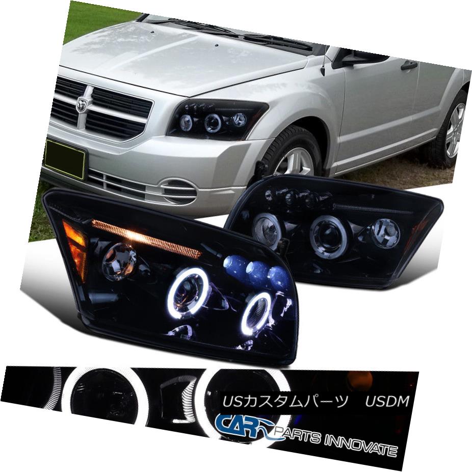 ヘッドライト Dodge 07-12 Caliber Replacement LED Halo Glossy Black Projector Headlights Smoke ドッジ07-12キャリバー交換用LEDハローグロッシーブラックプロジェクターヘッドライトスモーク 【並行輸入品】