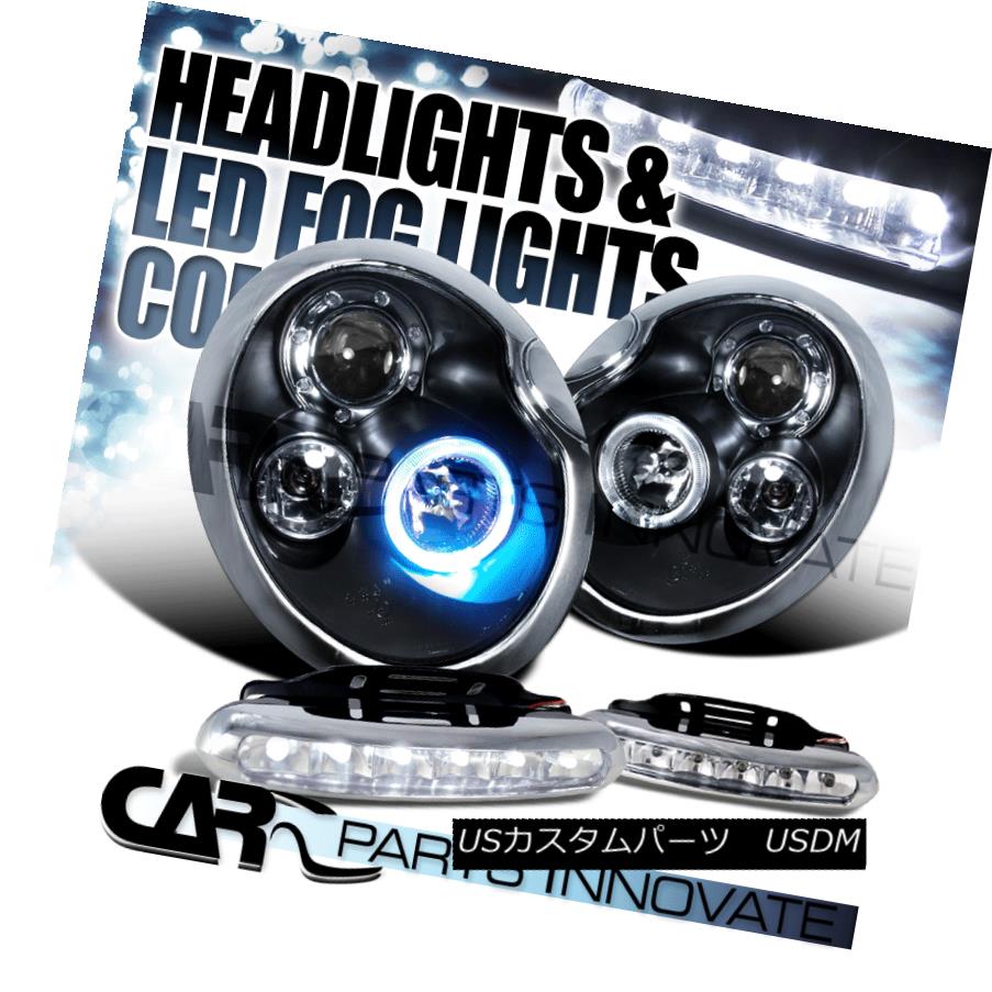 ヘッドライト 02-05 Mini Cooper Black Projector Headlights+6-LED Bumper Fog Lamps 02-05ミニクーパーブラックプロジェクターヘッドライト+ 6-L EDバンパーフォグランプ 【並行輸入品】