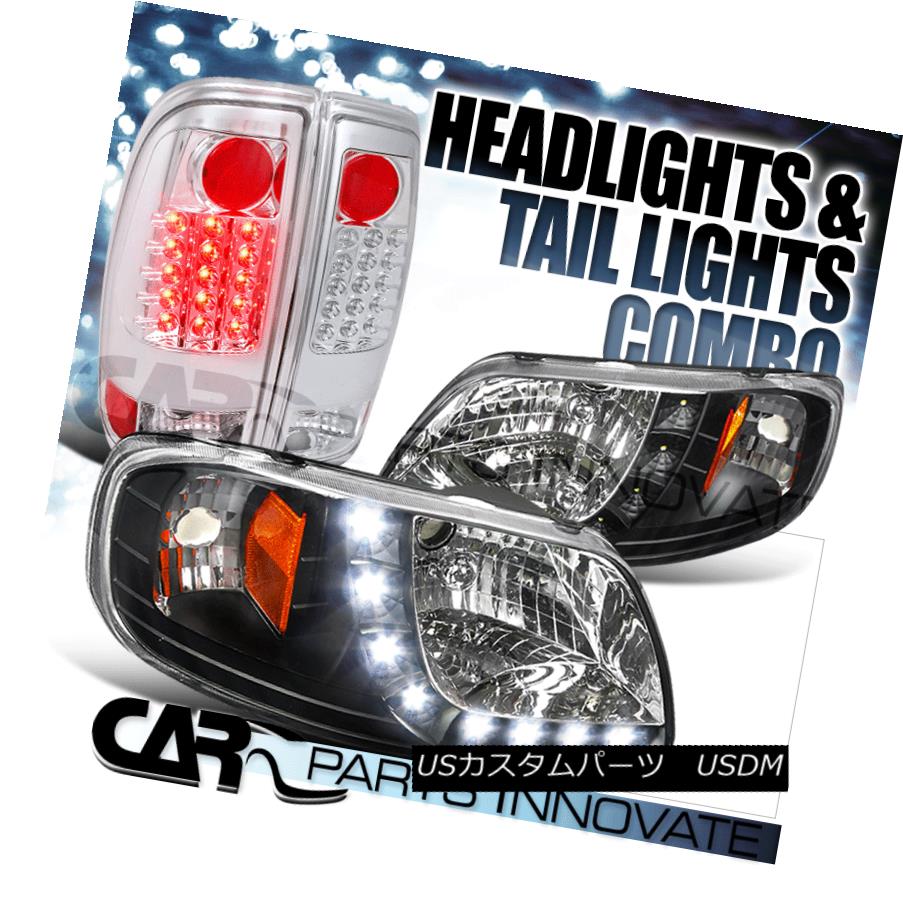 ヘッドライト 97-03 F-150 Styleside SMD Strip DRL Black Headlights+Chrome LED Tail Lamp 97-03 F-150スタイリッシュSMDストリップDRLブラックヘッドライト+ Chr ome LEDテールランプ 【並行輸入品】