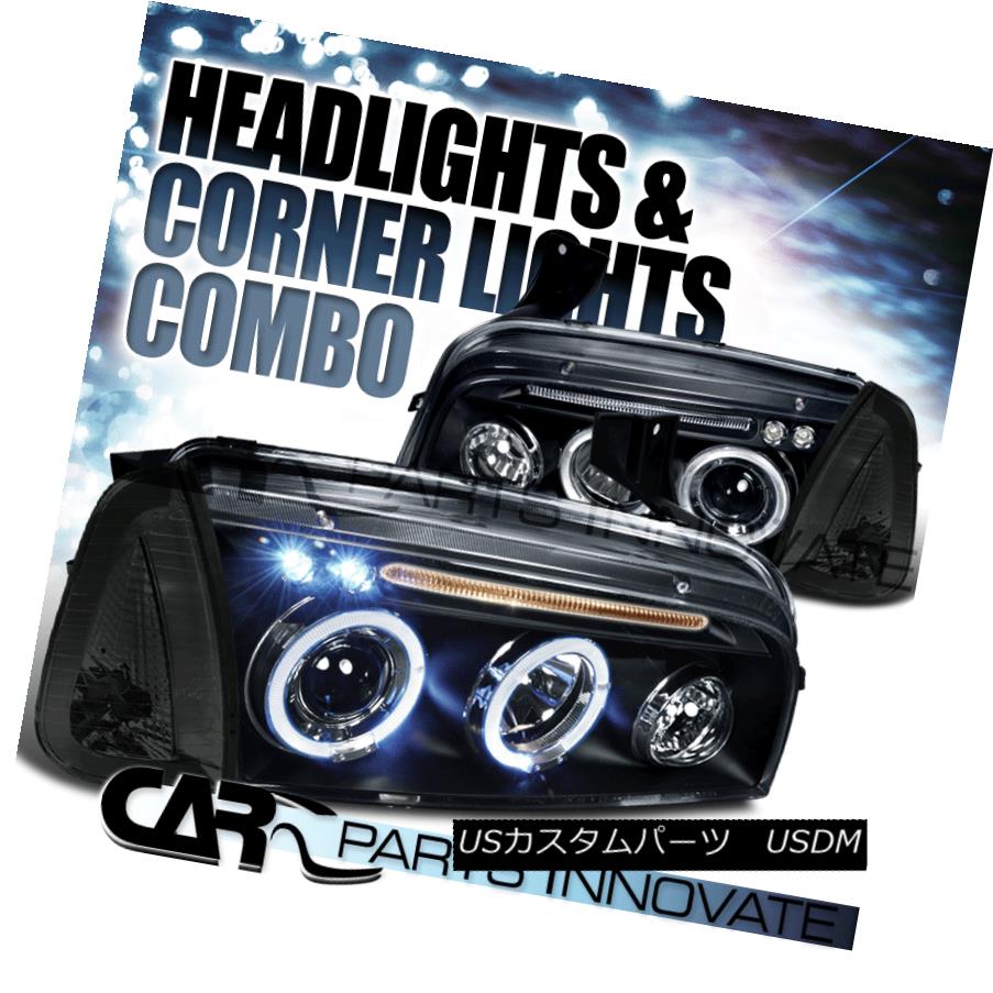 ヘッドライト 2006-2010 Dodge Charger Black Halo Projector Headlight+Smoke Corner Parking Lamp 2006-2010 Dodge Chargerブラックハロープロジェクターヘッドライト+スモーク eコーナーパーキングランプ 【並行輸入品】
