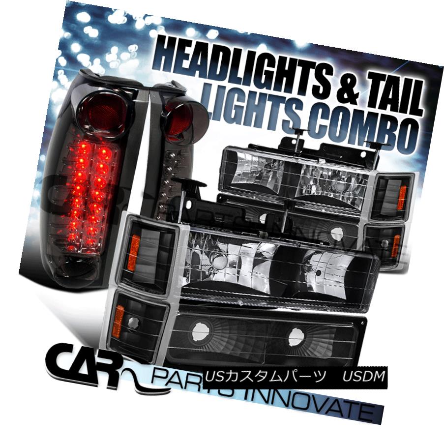 ヘッドライト 94-98 Silverado Pickup Truck Black Headlights+Bumper Corner+Smoke LED Tail Lamps 94-98 Silveradoピックアップトラックブラックヘッドライト+バーン コーナー+スモークLEDテールランプ 【並行輸入品】