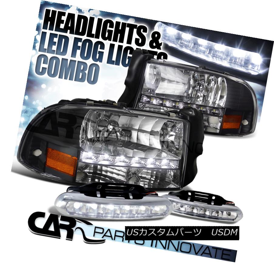 ヘッドライト 97-04 Dodge Dakota Durango Crystal Black SMD LED Headlights+LED Fog Bumper DRL 97-04ダッジダコタデュランゴクリスタルブラックSMD LEDヘッドライト+ LEDフォグバンパーDRL 【並行輸入品】