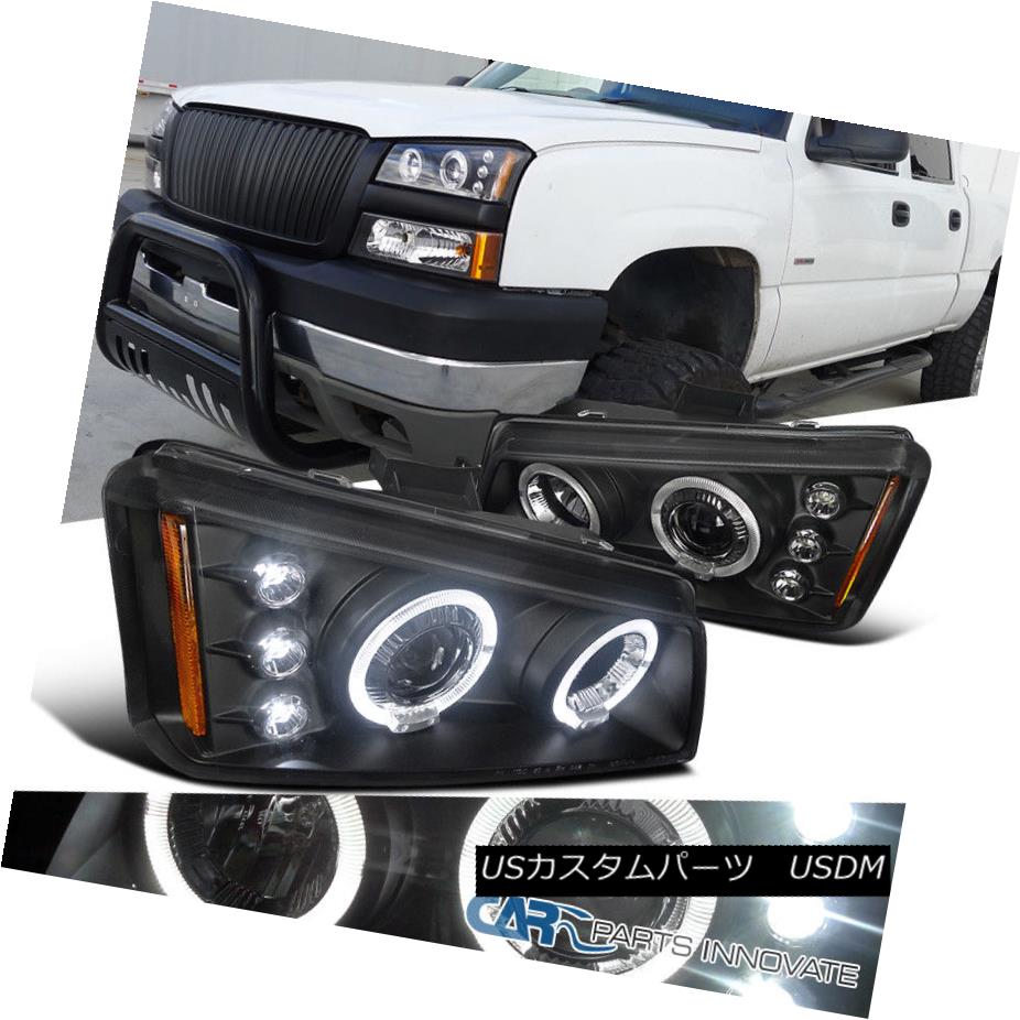 ヘッドライト Chevy 03-07 Silverado 02-06 Avalanche Black Halo LED Projector Headlights Pair Chevy 03-07 Silverado 02-06雪崩ブラックHalo LEDプロジェクターヘッドライトペア 【並行輸入品】