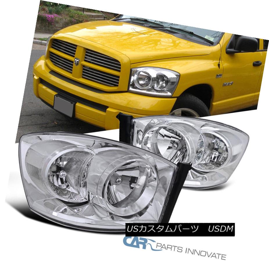 ヘッドライト 06-08 Dodge Ram 1500 2500 3500 Pickup Replacement Chrome Clear Headlights Lamps 06-08 Dodge Ram 1500 2500 3500ピックアップ交換クロームクリアヘッドライトランプ 【並行輸入品】