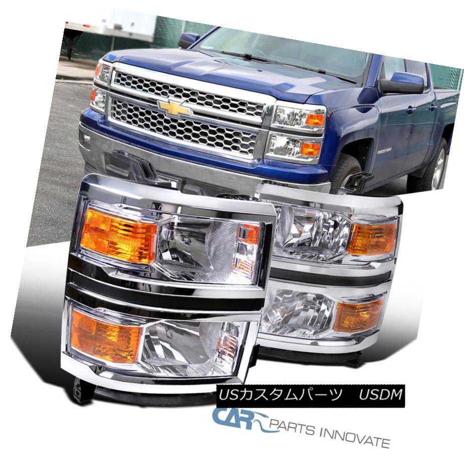 ヘッドライト 14-15 Chevy Silverado 1500 Clear Headlights Turn Signal Lamps Head Lamps Pair 14-15 Chevy Silverado 1500クリアヘッドライトターンシグナルランプヘッドランプペア 【並行輸入品】