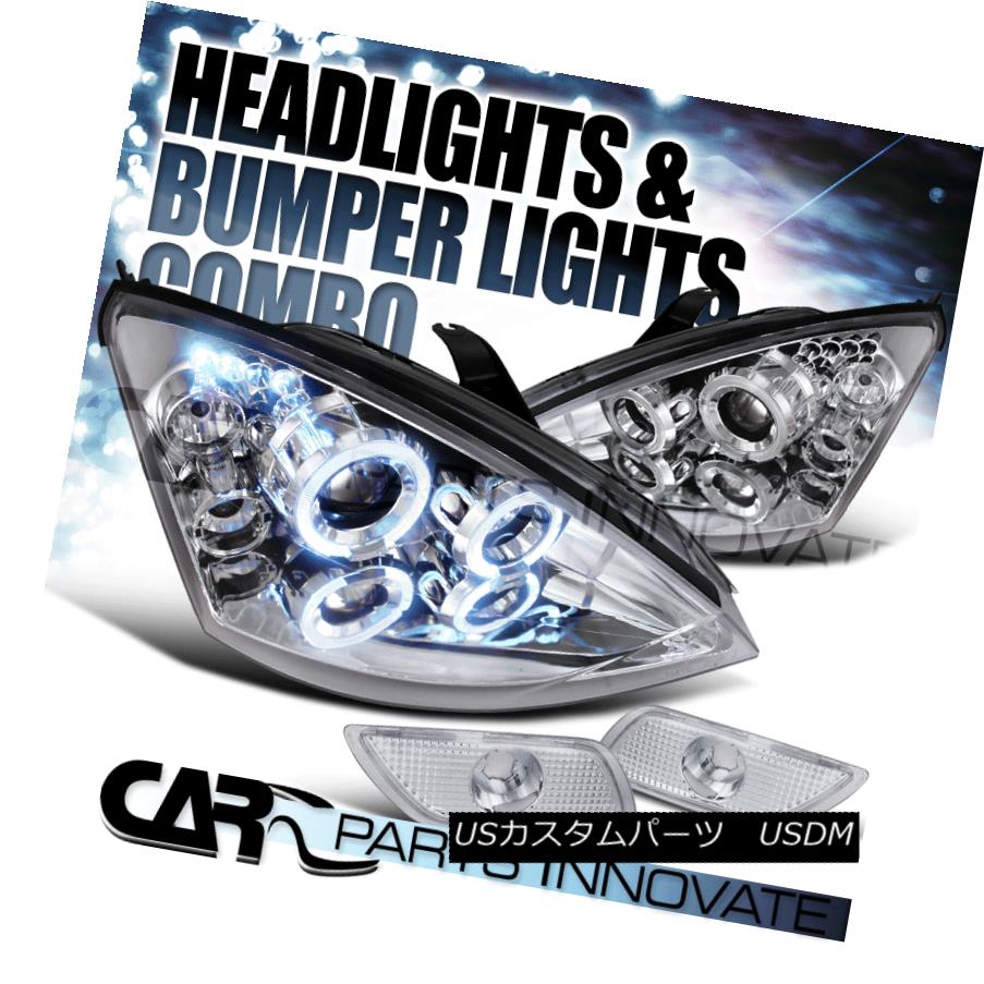 ヘッドライト Ford 00-04 Focus Chrome Halo LED Projector Headlights+Bumper Side Marker Lamps フォード00-04フォーカスクロームハローLEDプロジェクターヘッドライト+サイドマーカーランプごとのバーン 【並行輸入品】 42,543円