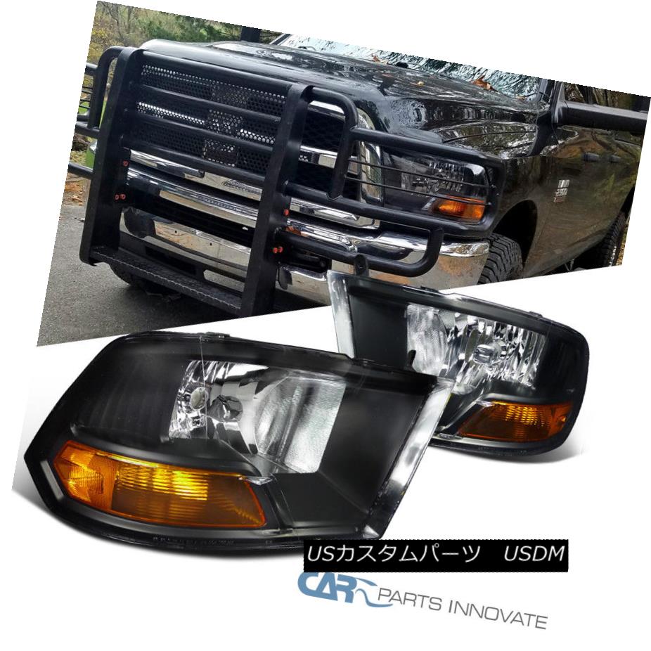 ヘッドライト Dodge 09-17 Ram 1500 2500 3500 Euro Black Crystal Headlights Lamp w/ Amber ドッジ09-17ラム1500 2500 3500ユーロブラッククリスタルヘッドライトランプアンバー 【並行輸入品】