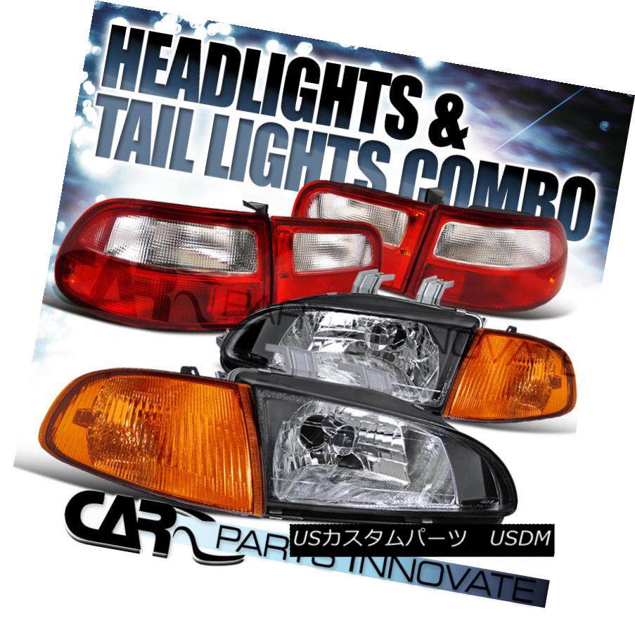 ヘッドライト For 92-95 Honda Civic 3Dr HB Chrome Headlights+Amber Corner+Red Clear Tail Lamps 92-95ホンダシビック3Dr HBクロームヘッドライト+アンバー コーナー+レッドクリアテールランプ 【並行輸入品】