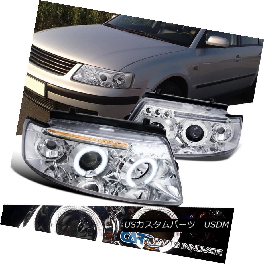 セール ライト ランプ ヘッドライト Drlクリアプロジェクターヘッドライトランプ 97 00パサート用交換用デュアルハローled Lamps Headlights Projector Clear Drl Led Halo Dual Replacement Passat 97 00 For Fkm Unej Ac Id