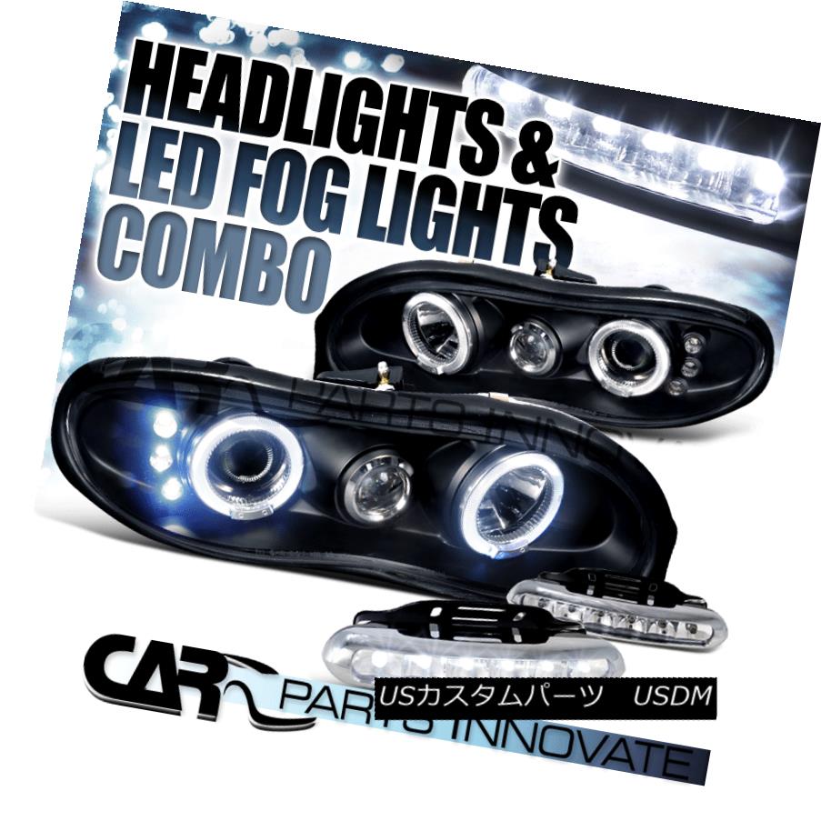ヘッドライト Chevy 98-02 Camaro Black Halo Projector Headlights+6-LED Bumper Fog Lamps シボレー98-02カマロブラックハロープロジェクターヘッドライト+ 6-L EDバンパーフォグランプ 【並行輸入品】