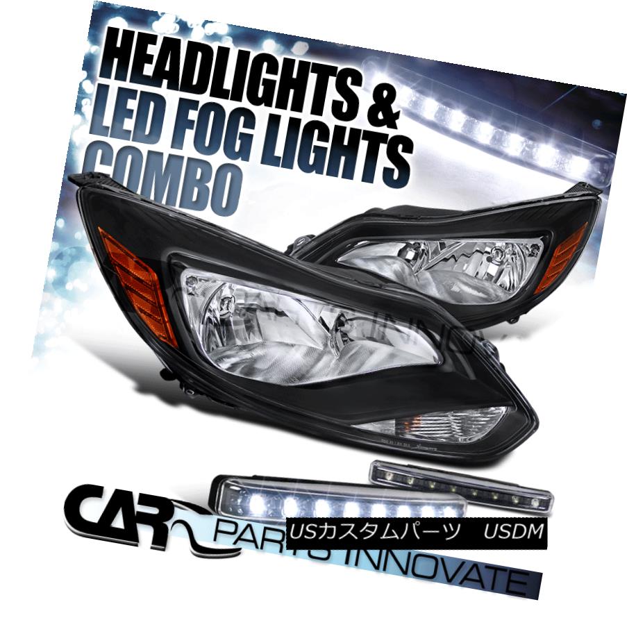 ヘッドライト For US / Canadian 12-14 Ford Focus Crystal Black Headlights+8-LED Fog Lamps 米国/カナダ向け12-14フォードフォーカスクリスタルブラックヘッドライト+ 8-L EDフォグランプ 【並行輸入品】