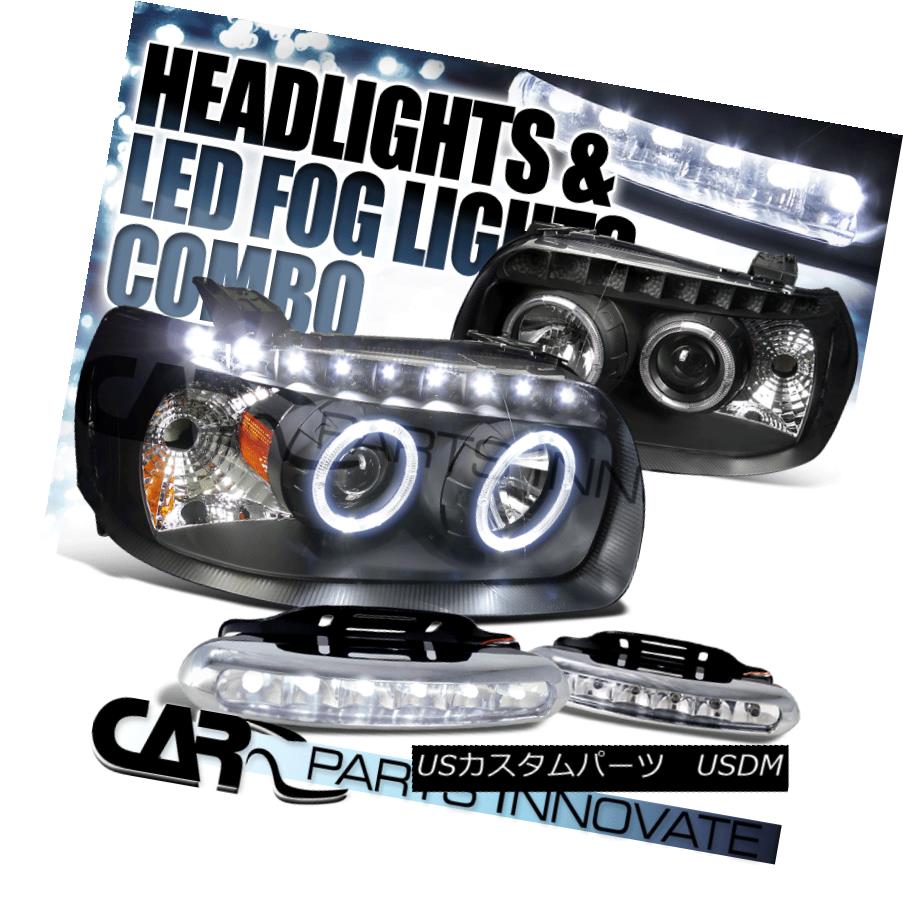 ヘッドライト Black 05-07 Ford Escape Dual Halo Projector Headlights+6-LED Bumper Fog Lamps ブラック05-07フォードエスケープデュアルハロープロジェクターヘッドライト+ 6-L EDバンパーフォグランプ 【並行輸入品】