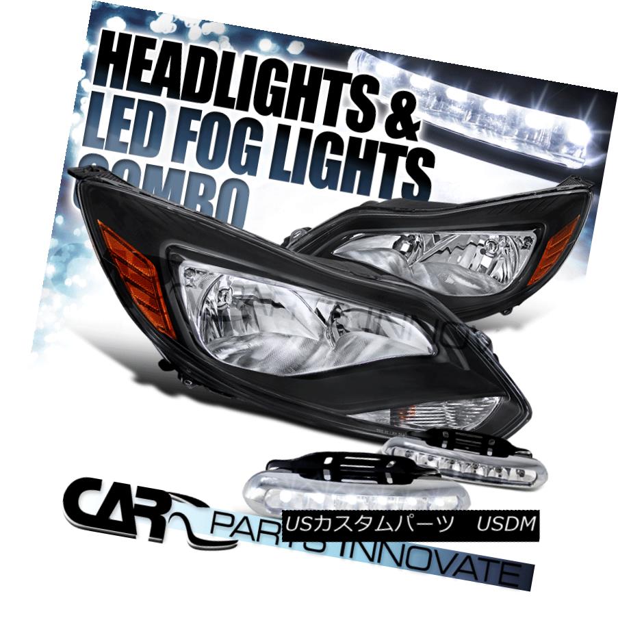 ヘッドライト For US / Canadian 12-14 Ford Focus Crystal Black Headlights+LED Fog Bumper DRL 米国/カナダ向け12-14フォードフォーカスクリスタルブラックヘッドライト+ LEDフォグバンパーDRL 【並行輸入品】