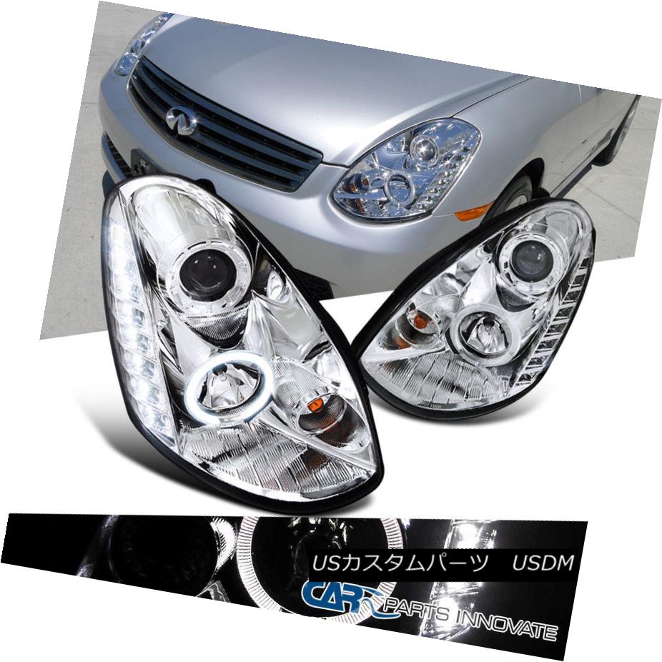 ヘッドライト For 2005-2006 Infiniti G35 4Dr Sedan Chrome SMD LED Halo Projector Headlights 2005-2006インフィニティG35 4DrセダンクロムSMD LEDハロープロジェクターヘッドライト用 【並行輸入品】