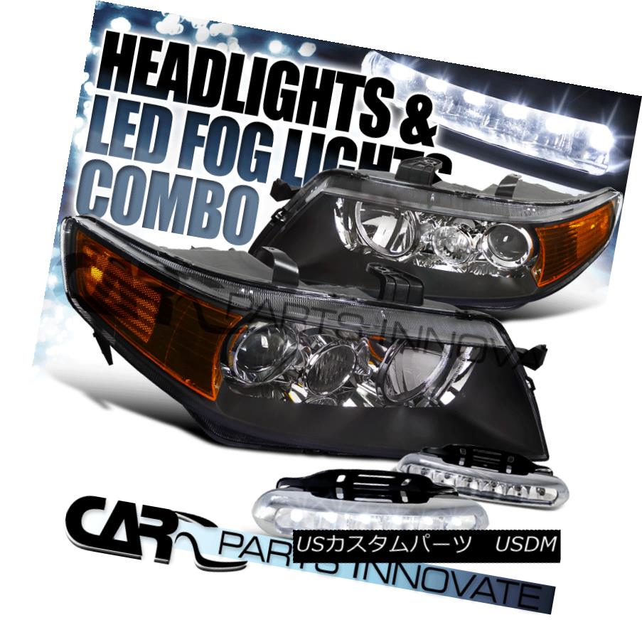 ヘッドライト 2004-2005 Acura TSX 4Dr Sedan Black Projector Headlights+LED Fog Bumper DRL 2004-2005 Acura TSX 4Drセダンブラックプロジェクターヘッドライト+ LEDフォグバンパーDRL 【並行輸入品】
